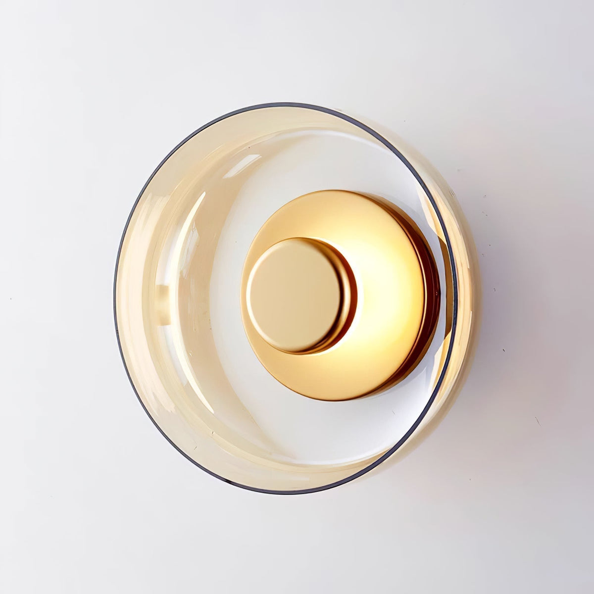 Applique murale disque de verre transparent et cœur en laiton — Immortelle