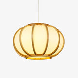 Suspension design en bambou LED avec abat-jour arrondi style japonais