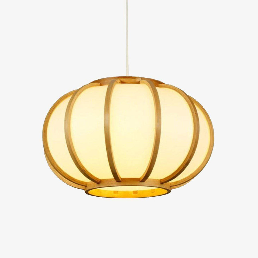 Suspension design en bambou LED avec abat-jour arrondi style japonais