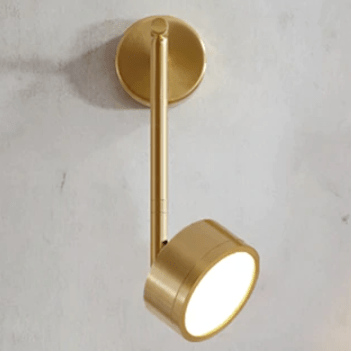 Applique murale LED avec lampe cylindrique et tige dorée Lofty