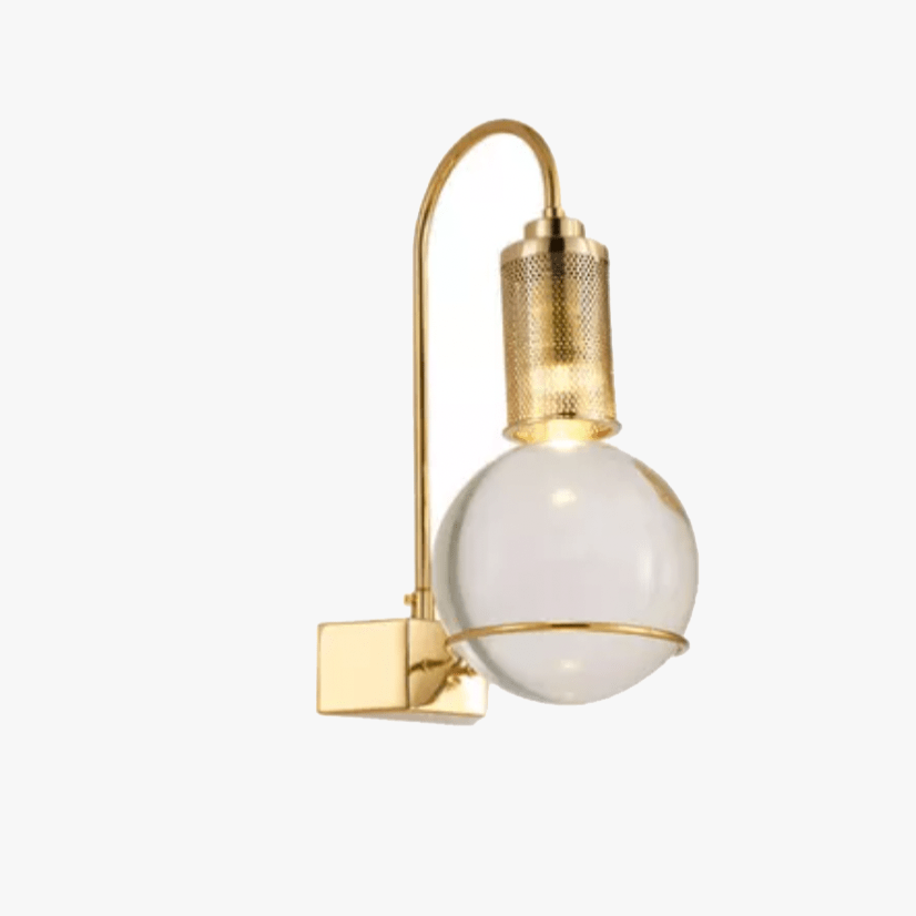 Applique murale design LED en forme d'ampoule doré et boule Crystal