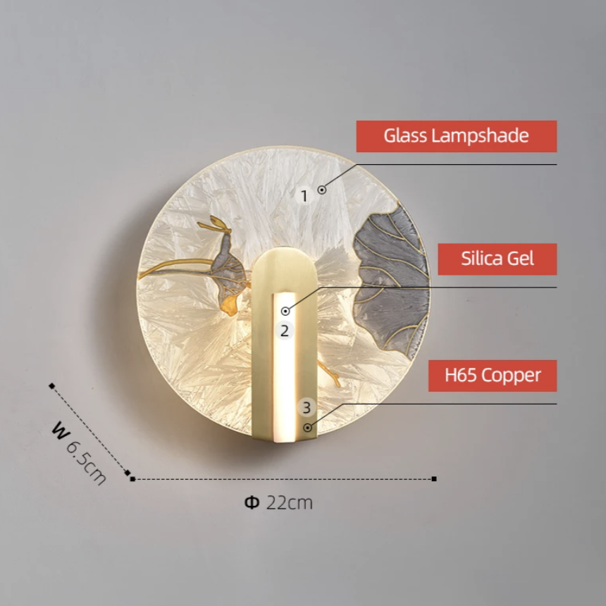 Applique murale design LED style asiatique en verre Yuaming