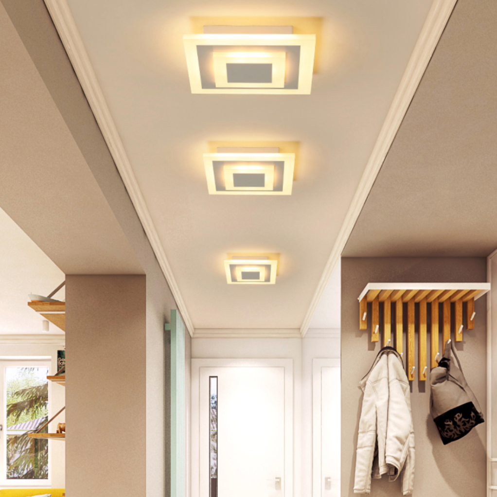 Plafonnier design LED en forme circulaire ou carré en métal Davis