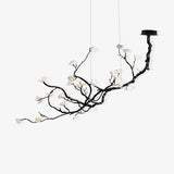Lustre branche noire et fleurs en céramique blanche — Mauve