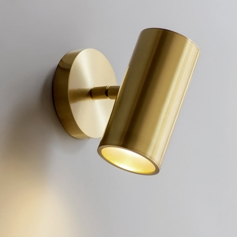 Applique murale spot cylindrique en laiton sur platine ronde — Marnière