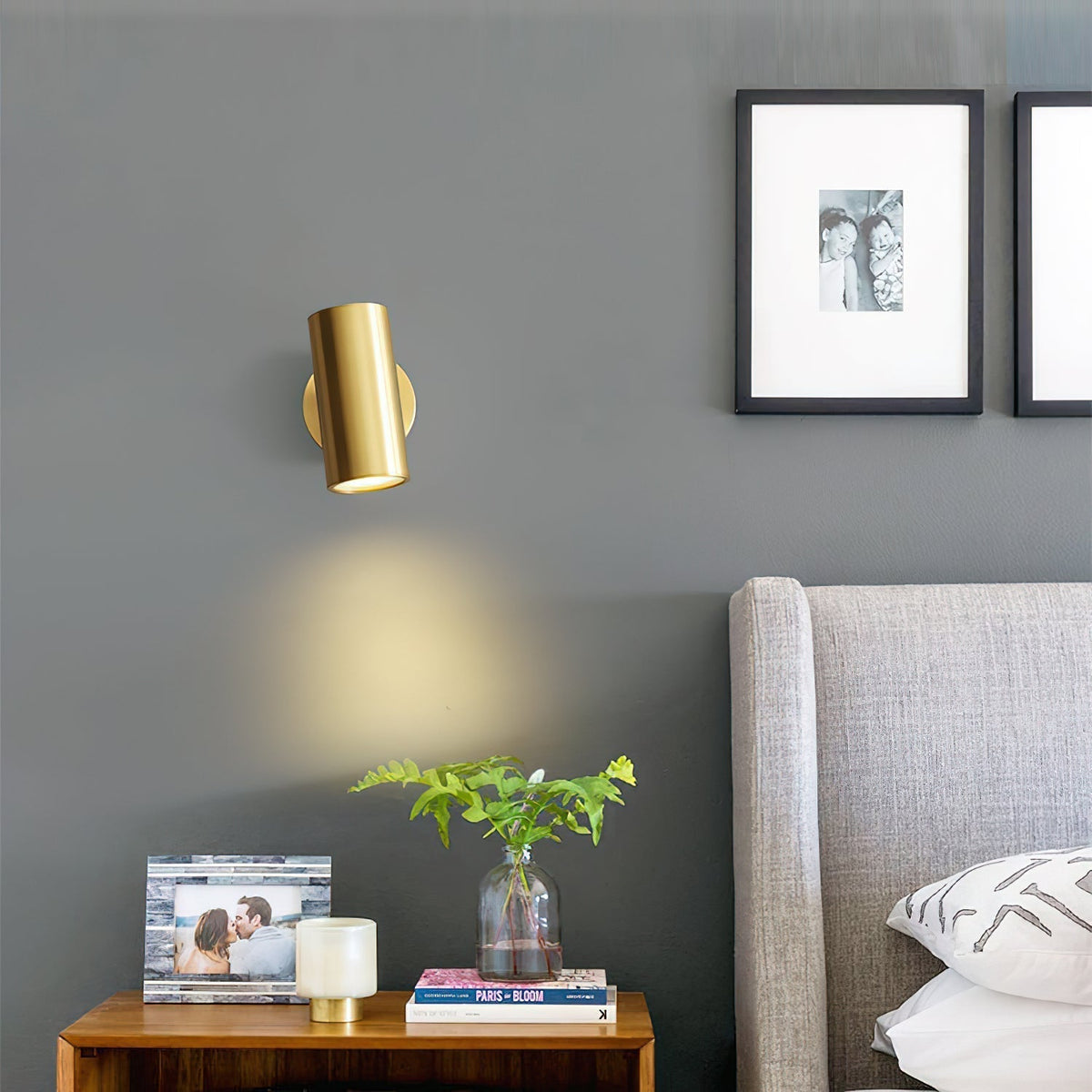 Applique murale spot cylindrique en laiton sur platine ronde — Marnière
