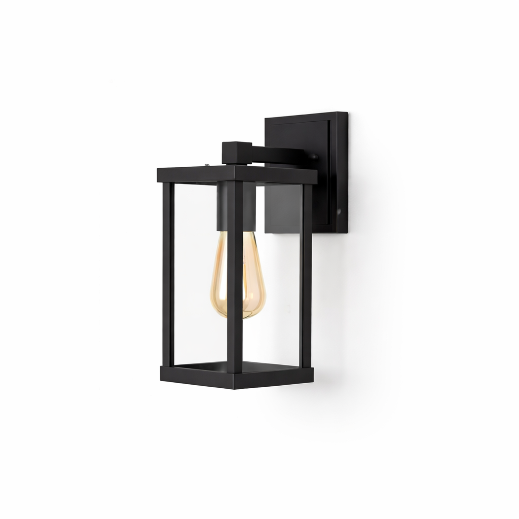 Applique lanterne en métal noir et verre clair — Églantine