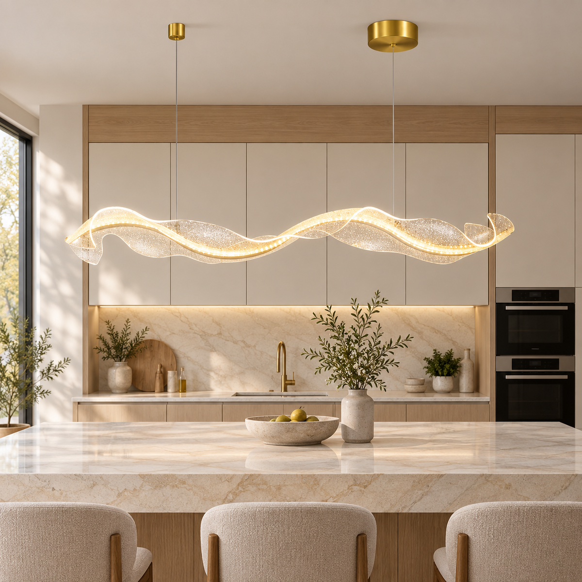 Suspension LED Vague Dorée — Étamine