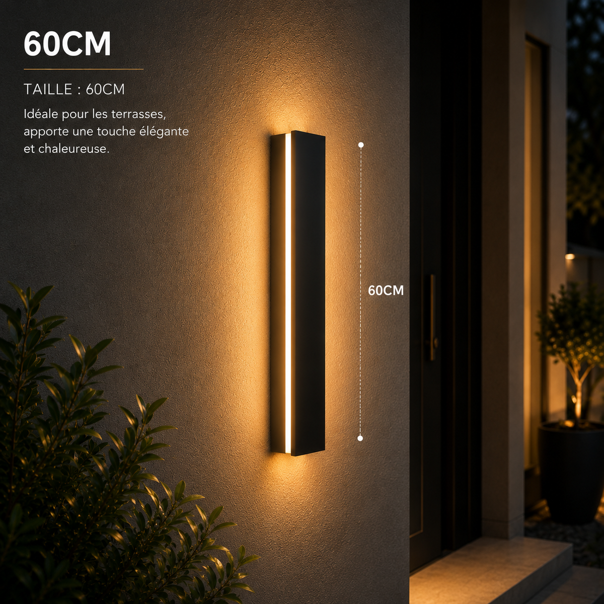 Réglette murale extérieure ultra-fine en métal noir — Épeautre