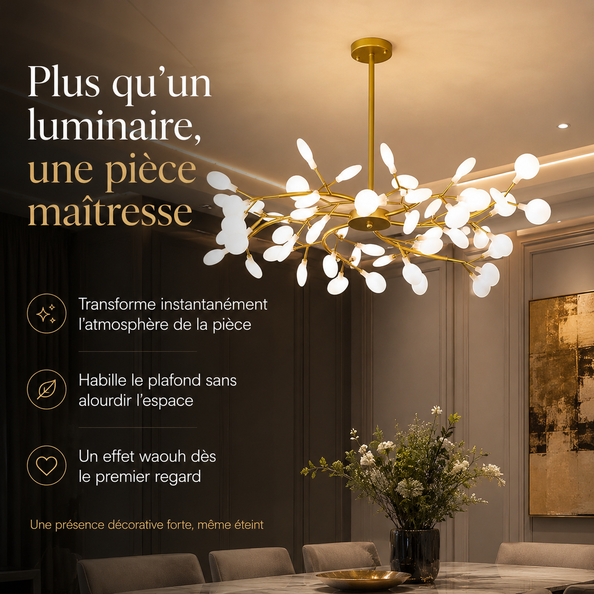 Suspension à branches en métal et petits abat-jour en verre — Bourrache