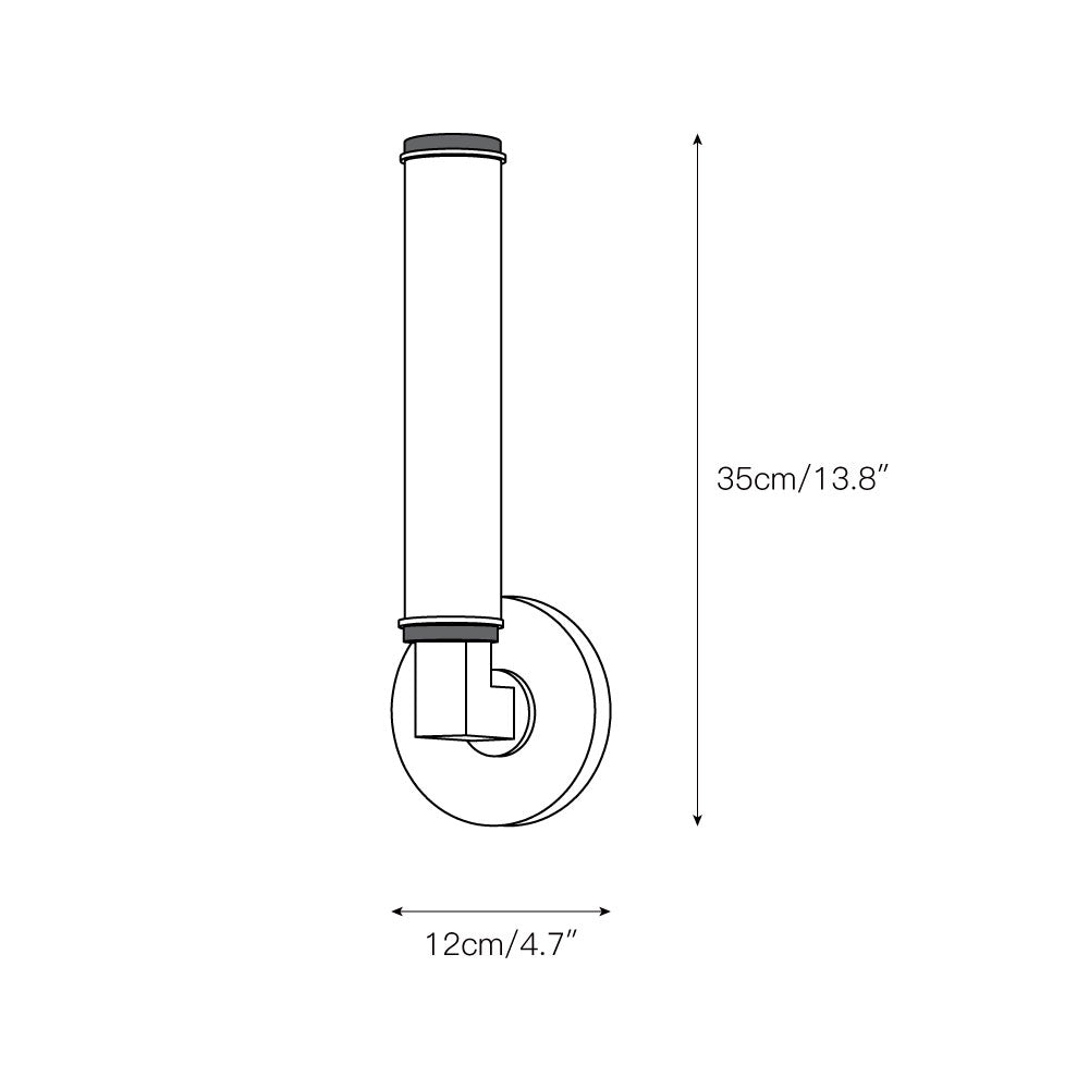 Applique murale tube de verre opalin sur platine ronde — Traverse