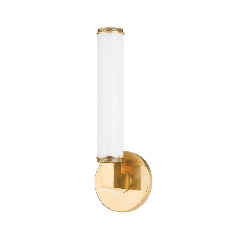 Applique murale tube de verre opalin sur platine ronde — Traverse