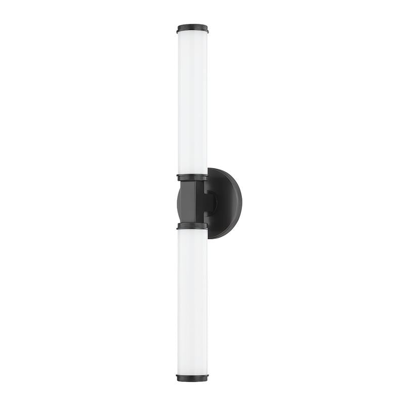 Applique murale tube de verre opalin sur platine ronde — Traverse
