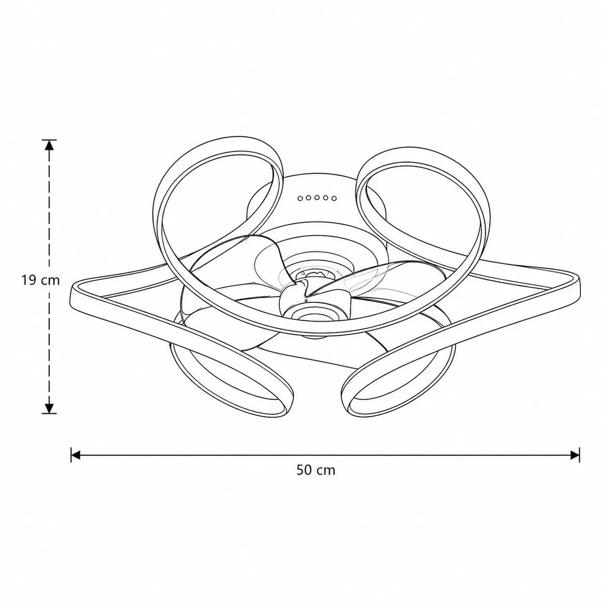 Ventilateur de plafond décoratif à bras courbés lumineux — Chénevis
