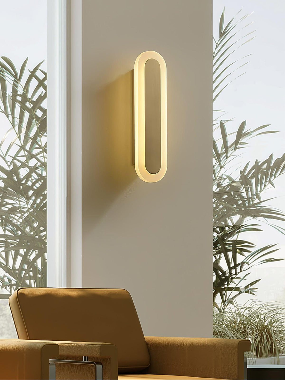 Applique murale LED oblongue en laiton et acrylique — Jachère