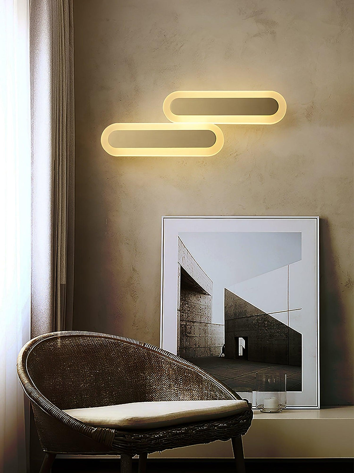 Applique murale LED oblongue en laiton et acrylique — Jachère
