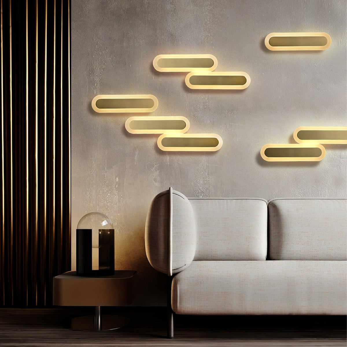 Applique murale LED oblongue en laiton et acrylique — Jachère
