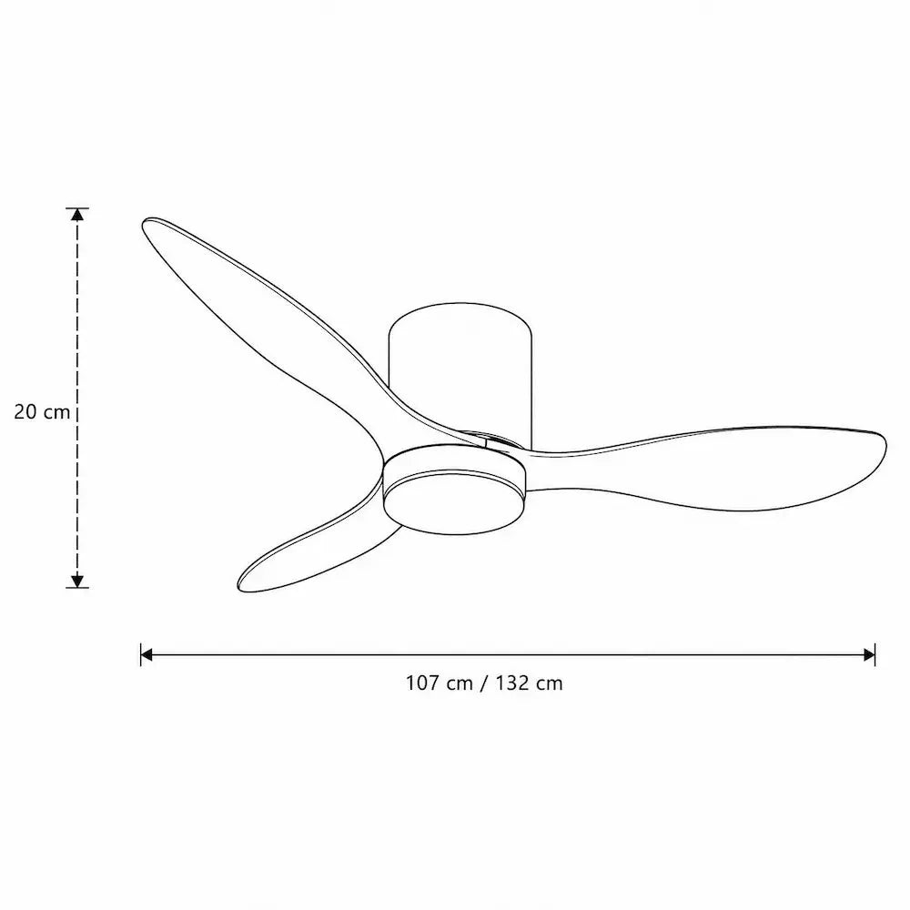 Ventilateur de plafond plat bois clair avec lampe intégrée — Chaumine