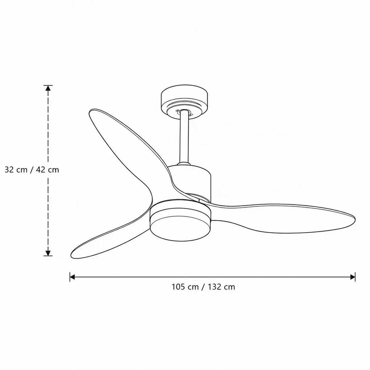 Ventilateur de plafond à trois pales noyer et globe LED — Cherline