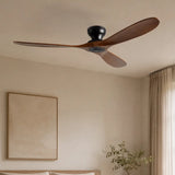 Ventilateur de plafond à trois pales en bois massif foncé — Campanule