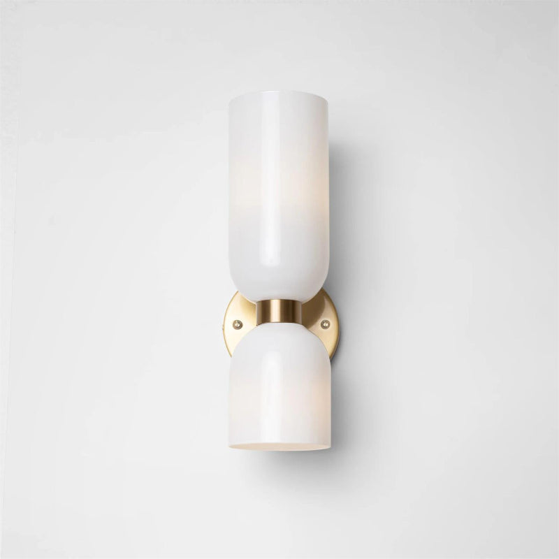 Applique murale tube en verre opalin et bague en laiton — Houppier