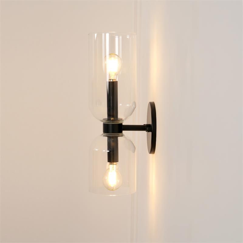 Applique murale tube en verre opalin et bague en laiton — Houppier