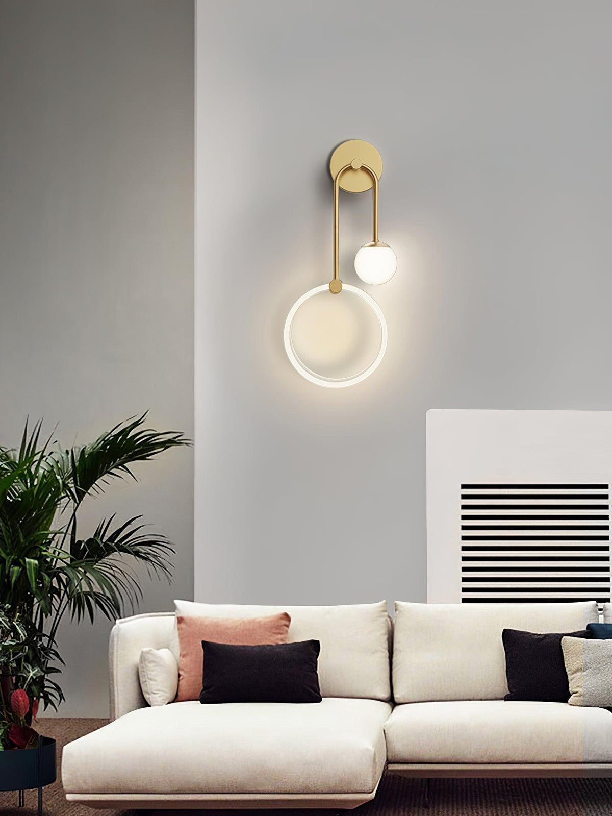 Applique murale LED à anneau lumineux et petite sphère — Vanille
