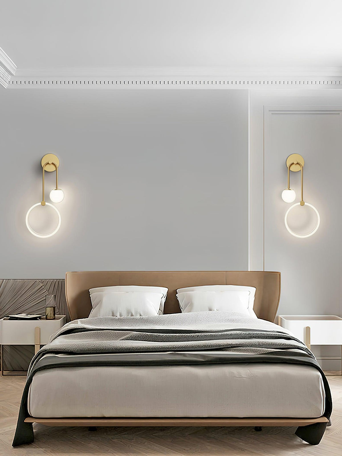 Applique murale LED à anneau lumineux et petite sphère — Vanille