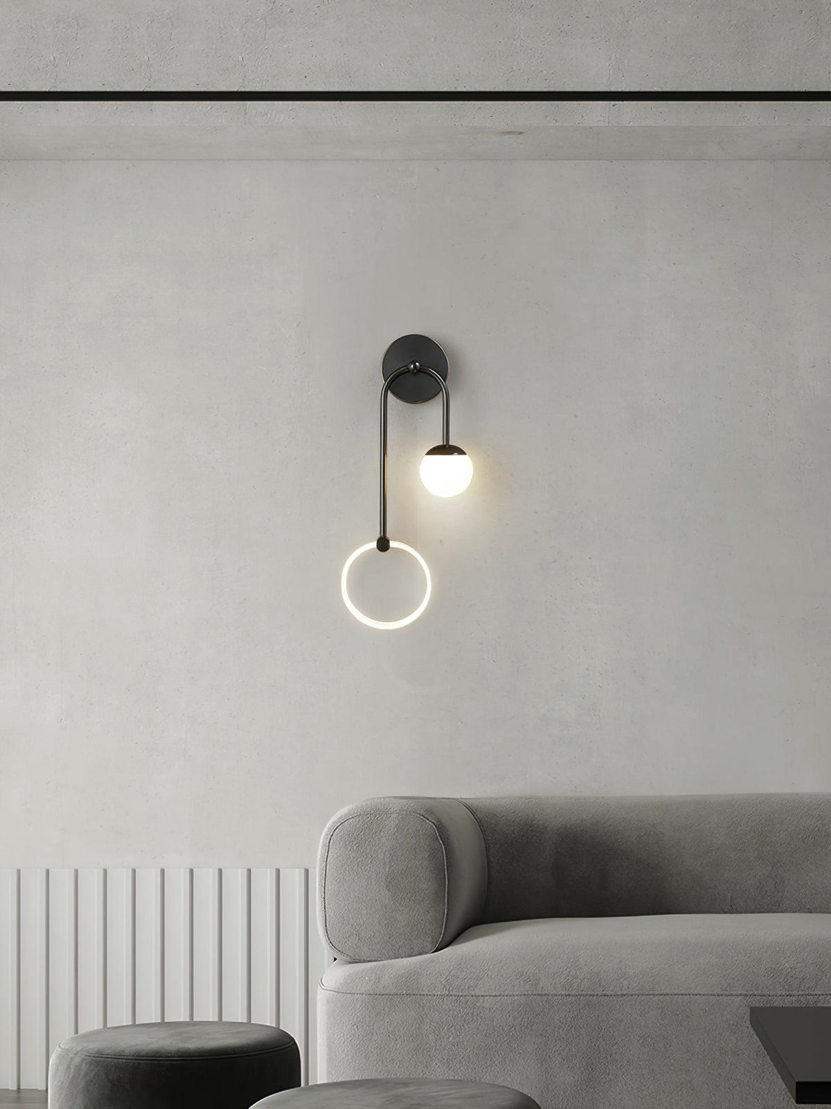 Applique murale LED à anneau lumineux et petite sphère — Vanille