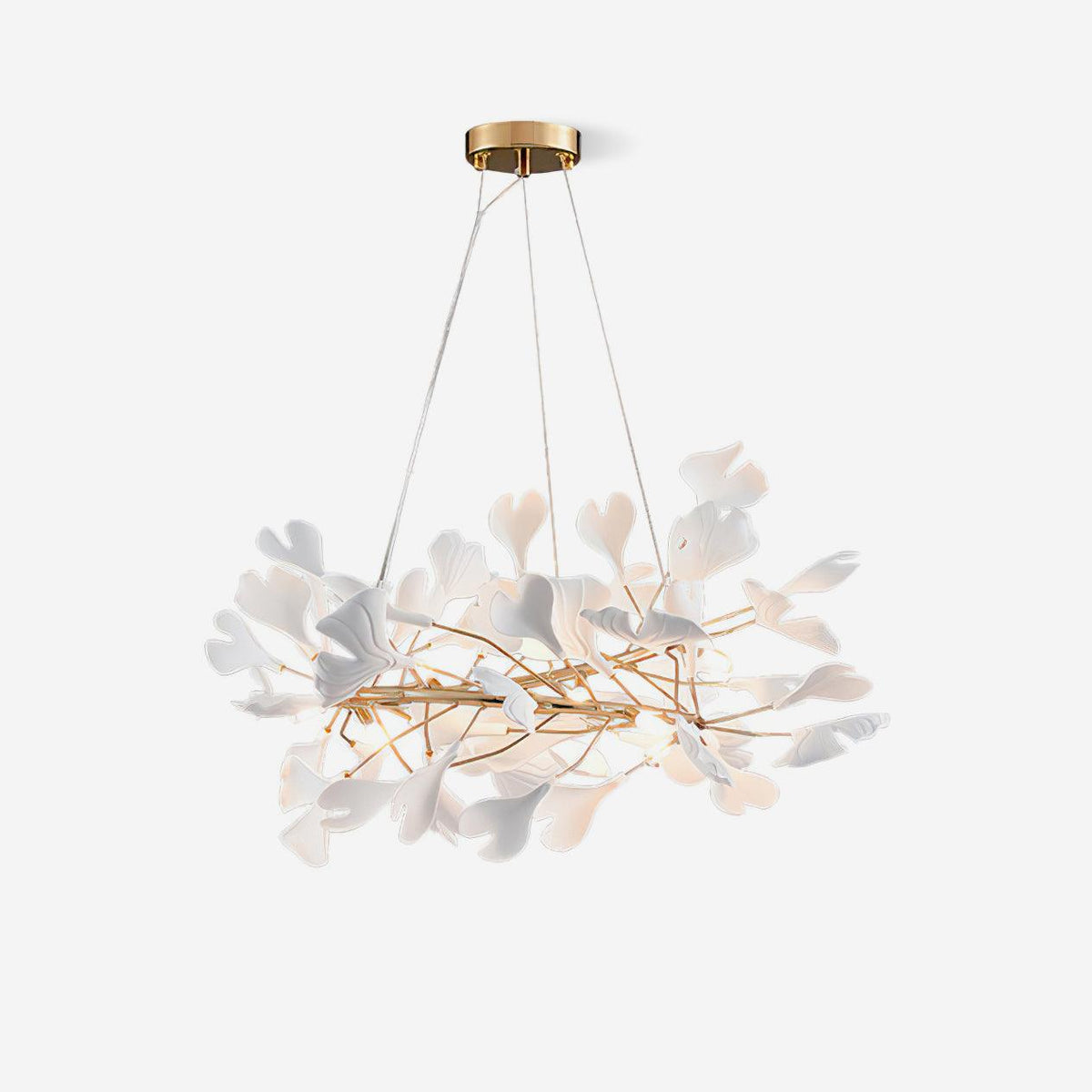 Lustre White Ceramic Petals Gold Branches — Lavaret