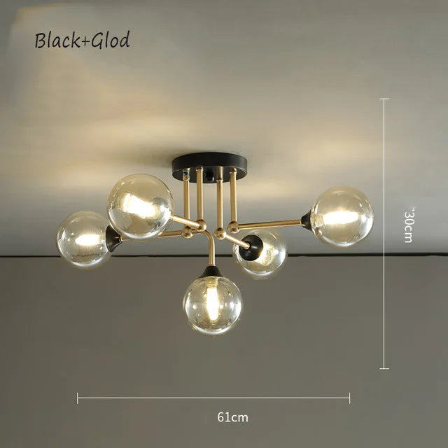 lustre moderne en verre avec éclairage décoratif design contemporain