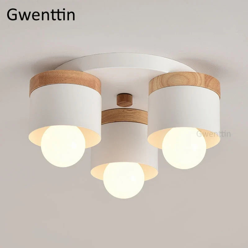 plafonnier moderne en bois et fer pour décoration intérieure