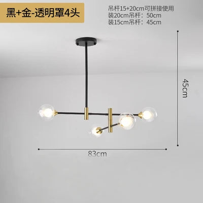 lustre en verre nordique moderne en forme géométrique