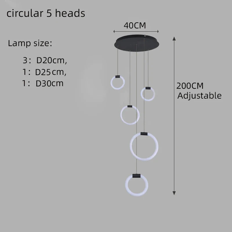 lustre à led moderne en acrylique pour décoration luxe