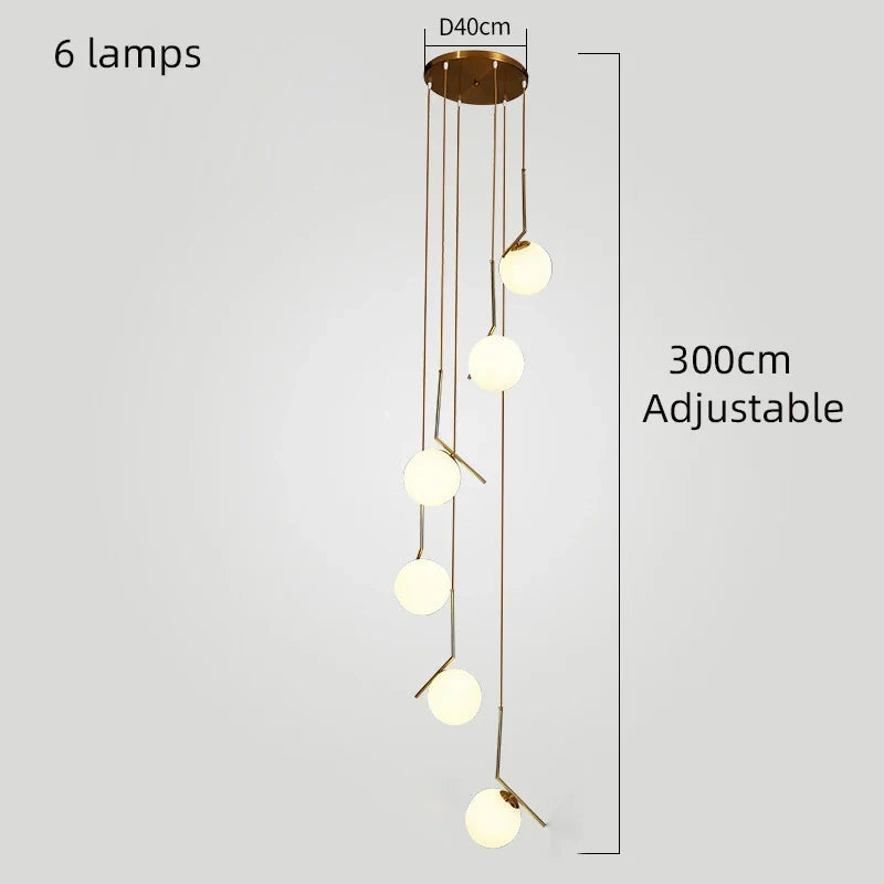 lustre moderne nordique en verre pour décoration intérieure