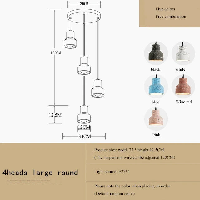suspension moderne en terrazzo design nordique plusieurs couleurs led