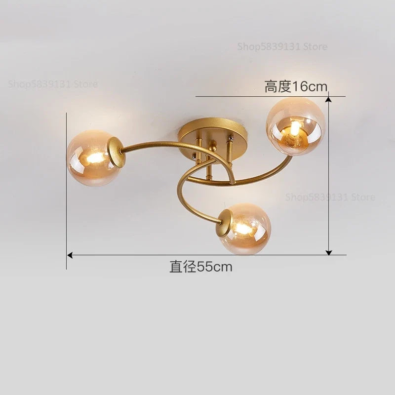 plafonnier nordique simple en verre avec led moderne