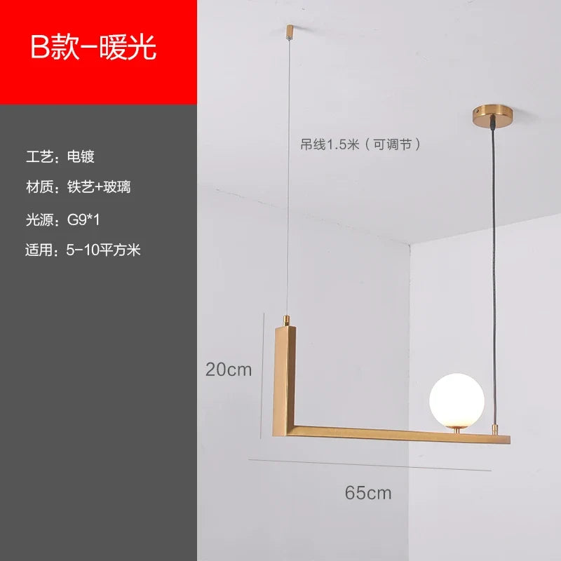 suspension moderne en fer et verre pour décoration intérieure