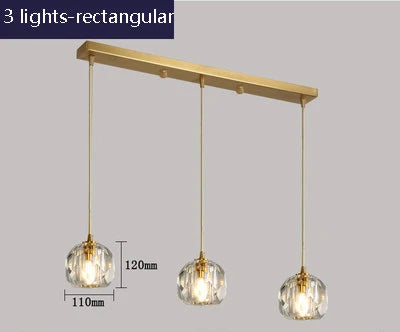 suspension en cristal k9 en cuivre design nordique créatif