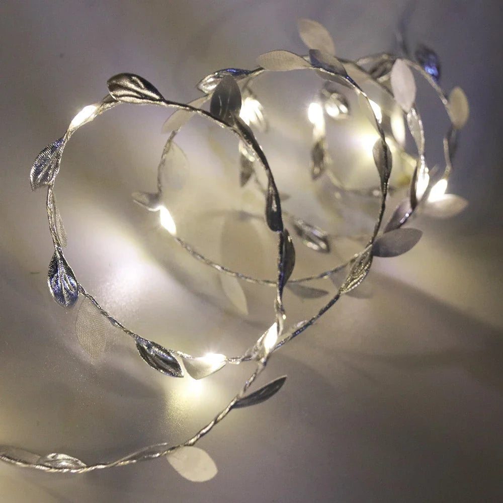 guirlande lumineuse à feuilles artificielles pour décorations festives