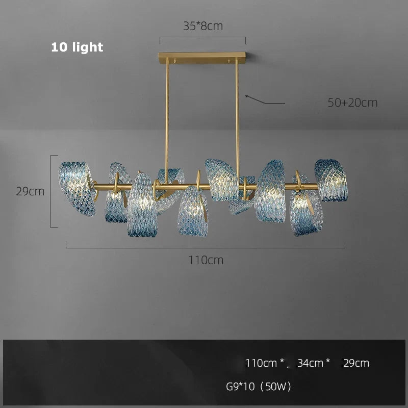 lustre art déco en cuivre et bleu pour intérieur élégant