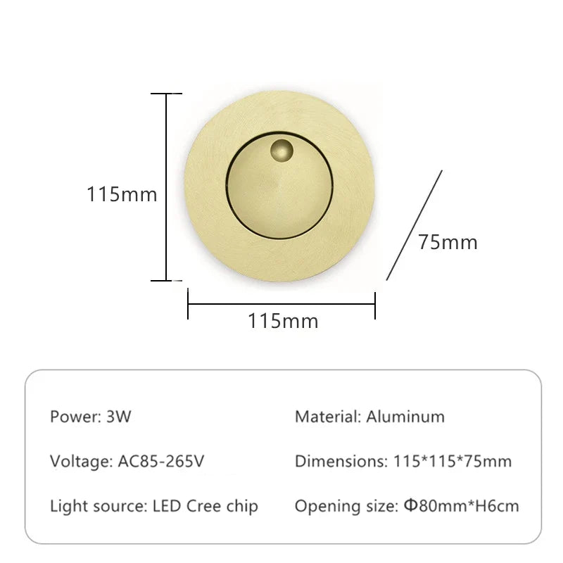 applique murale led rotative à 360 degrés avec interrupteur pliable