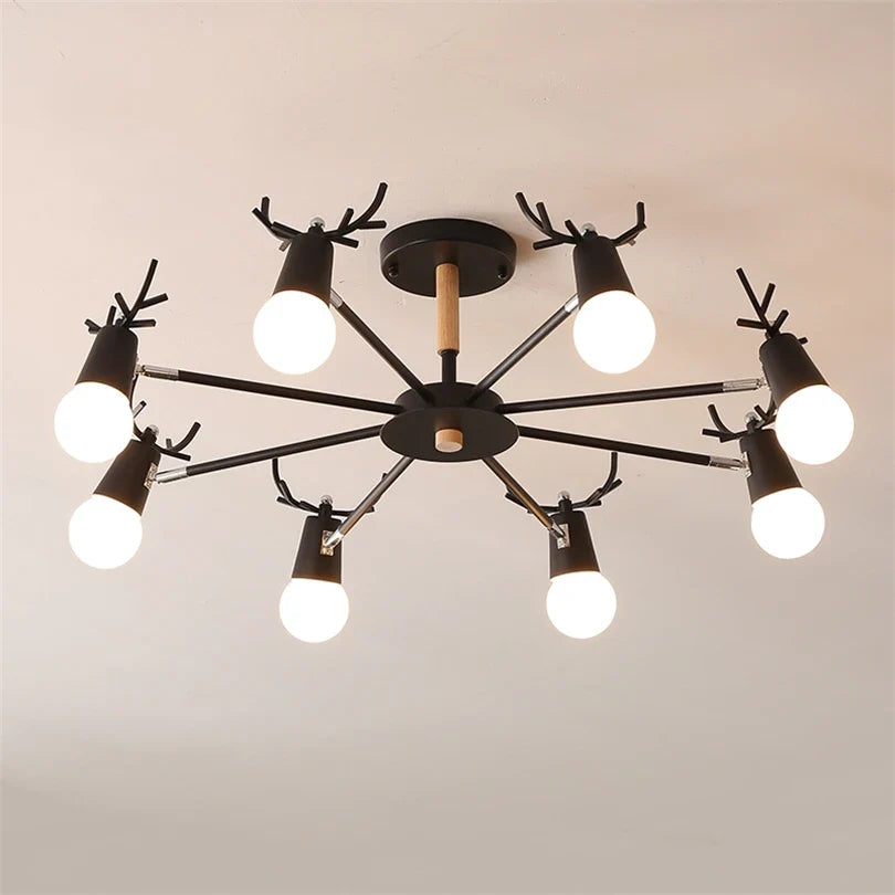 lustre en bois led nordique pour enfants style macaron