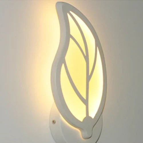 applique murale led créative en acrylique avec feuilles