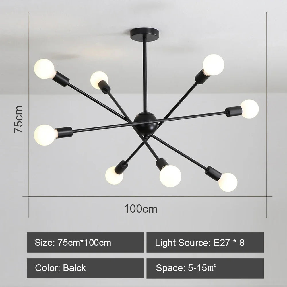 lustre moderne à leds style industriel spoutnik créatif éclairage maison