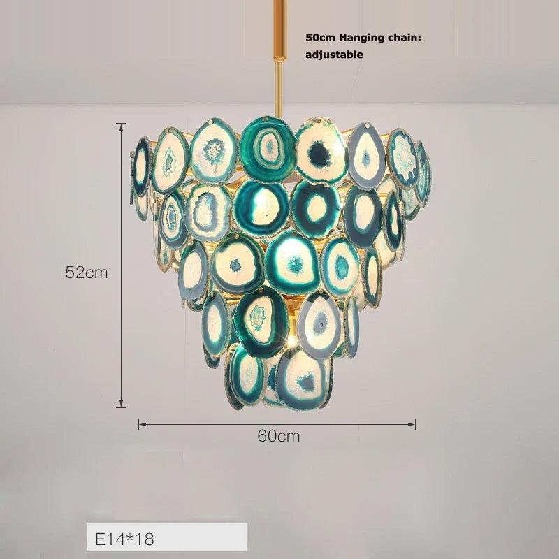 lustre design moderne en agate colorée pour intérieur