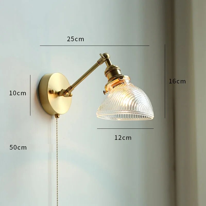 applique led moderne verre chaîne interrupteur nordique cuivre lumière