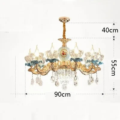 lustre en cristal moderne avec éclairage suspendu en métal