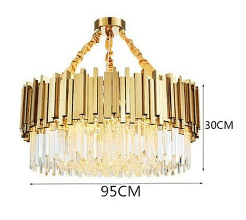 lustre moderne en cristal avec grande suspension à led