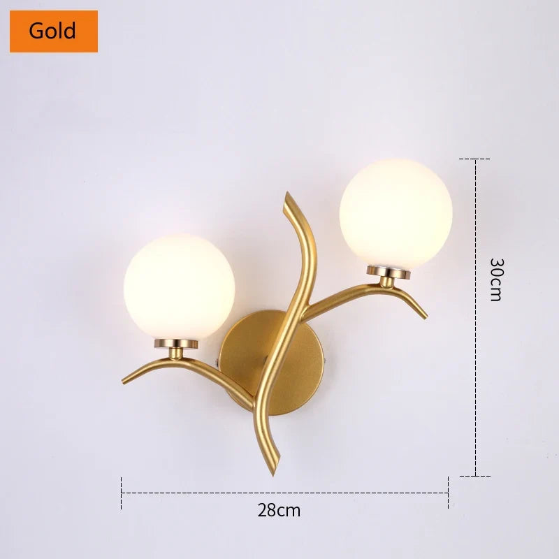 Applique murale led en métal nordique boule de verre dorée postmoderne loft café